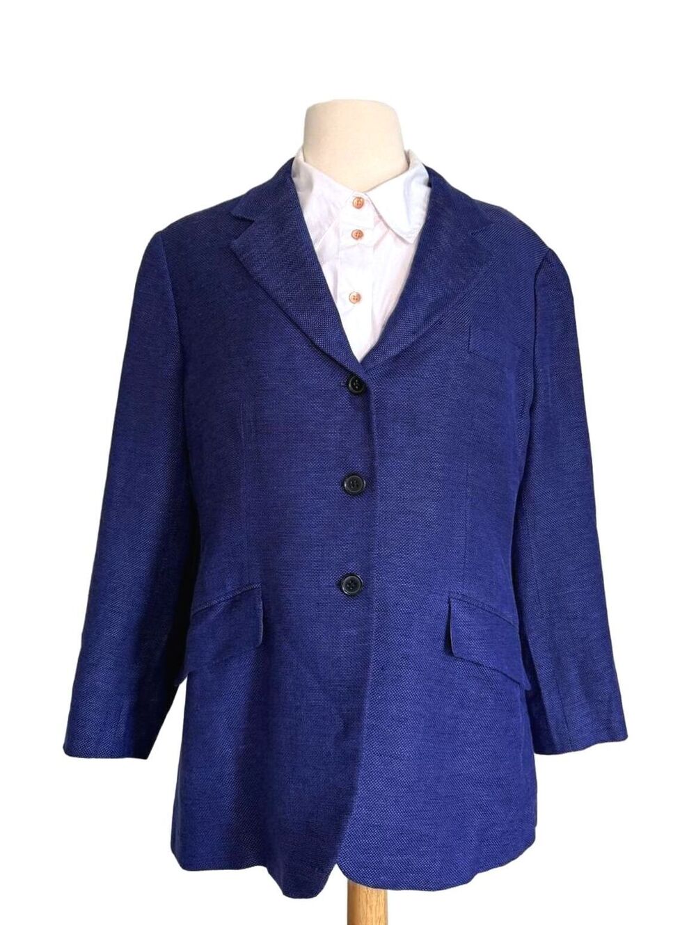 Paul Stuart Italy Wool Linen Blue Blazer Jacket Women's 50 L